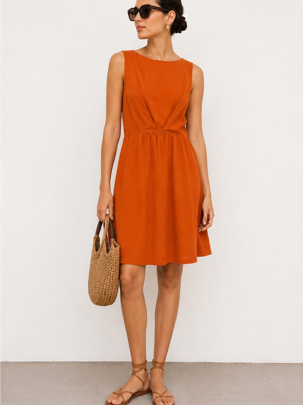 MAX&Co. 100% Silk Sleeveless Dress – Burnt Orange | Size US 10